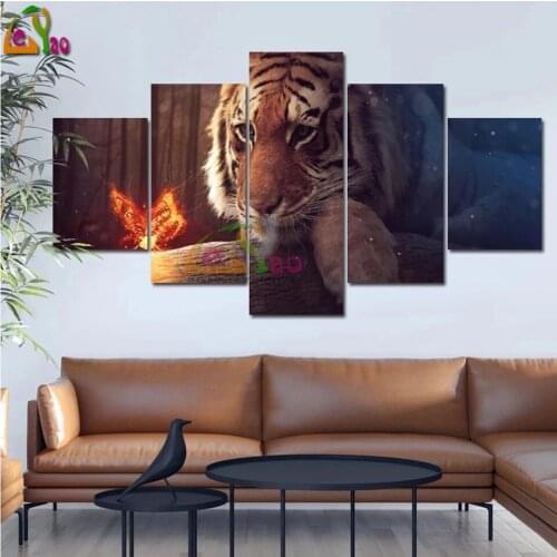 Diy Diamond Painting Tiger And Fire Butterfly Full Square Round Drill Cross Stitch Embroidery Animals Rhinestone Decor Wall Art