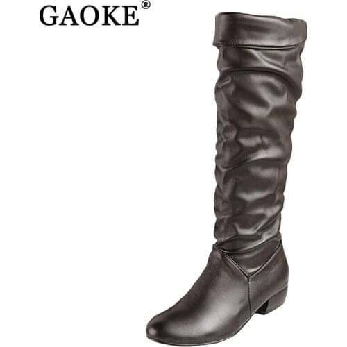Large size new arrive Knee high Women Boots Black White Brown flat heels half boots spring autumn shoes woman