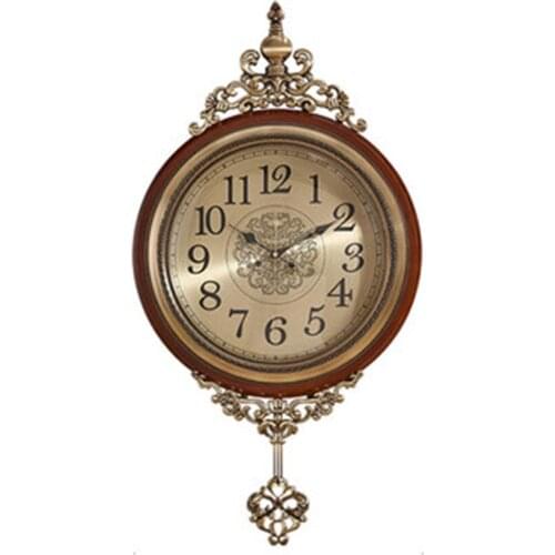Wooden Luxury Pendulum Wall Clock Silent Antique Retro Classic Creative Sweep Roman Numerals Watches Duvar Saati Home Decor E5