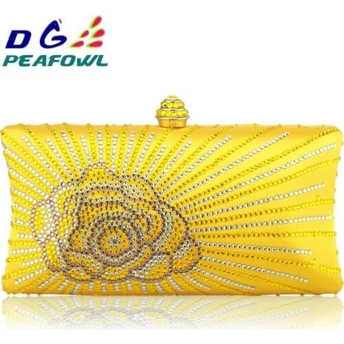 DG Peafowl Flap Crystal Floral Women Evening Clutch Bag for 2019 India Wallet Designer Lady Bags Handbags Wedding Purse 3 Colors