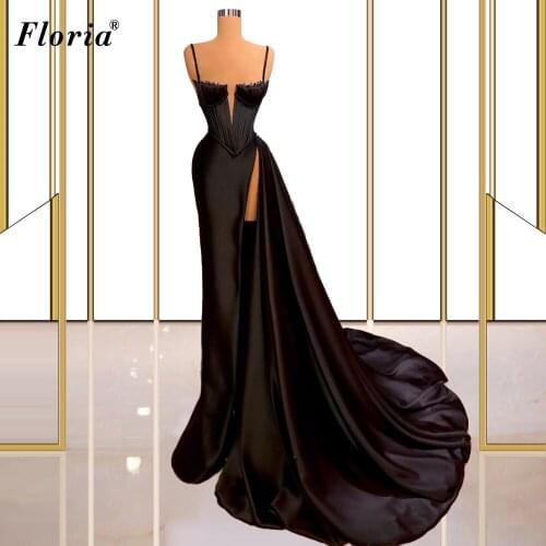 Long Mermaid Black Evening Dresses 2021 Sleeveless Sexy Evening Gowns Pearls Celebrity Dresses Evening Wear вечерние платья