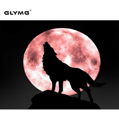 GLymg Diy Diamond Embroidery Moon Wolf Full Square Craft Painting Animal Series Handmade Wall Stickers Needlework Home Decor