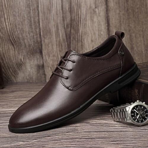 Italian Fashion Mens Oxfords Men Casual Handmade Genuine Leather Mens Shoes Lace-up Business Dress Suit Shoes Best Gifts Man