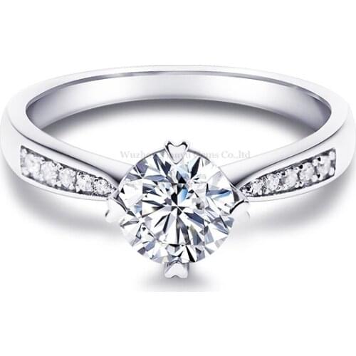 Tianyu Gems 925 Silver Women Rings 2ct/1ct/0.6ct/0.5ct Moissanite Diamonds Wedding Rings Prong Setting Finger Band Stone Gifts