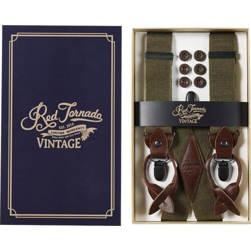 Red Tornado Vintage Super Quality Adjustable Cowhide Spaghetti Flexible Shoulder Strap Suspenders One Belt Two Usage Option