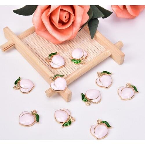 10PCS/Set Fruit Peach Enamel Alloy Charms Pendant DIY Craft Jewelry Findings Gift