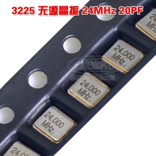 Patch crystal oscillator 3225 24MHz 20pF + 20ppm 4 pin patch passive 24M tape