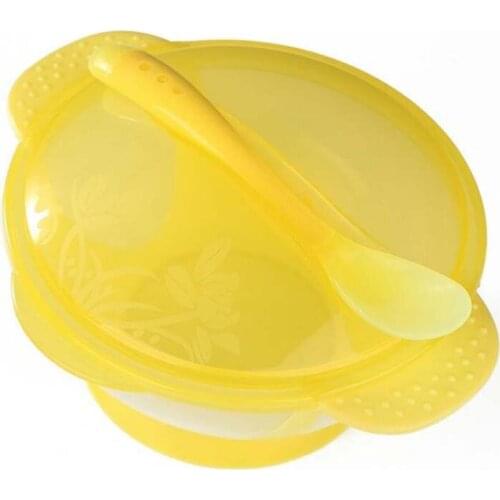 Temperature Sensing Feeding Spoon Child Tableware Food Bowl Learning Dishes Service Plate/Tray Suction Cup Baby Dinnerware Set