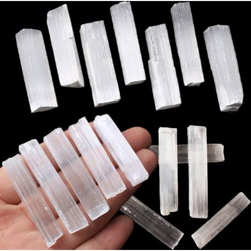 Irregular Reiki Mineral Specimen Healing Crystal Wand Natural White Selenite Gypsum Sticks DIY Jewelry Pendant Making Stone