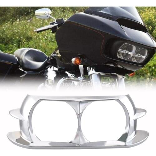 New Shark Fin Headlamp Bezel Mirror Chrome Fits For Harley Road Glide With Original Factory Shark Nose Fairing