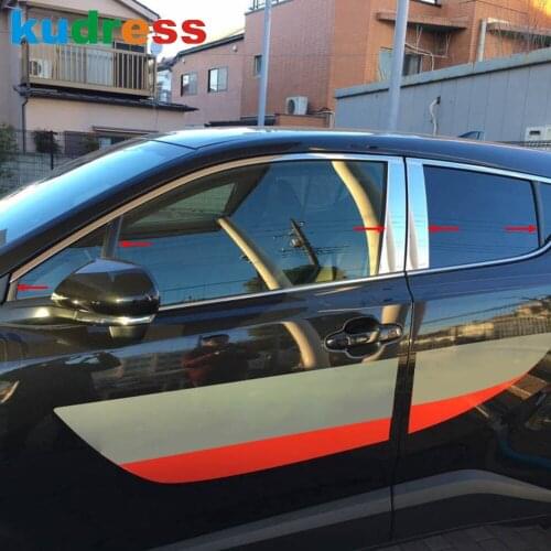 For Toyota CHR C-HR 2016 2017 2018 2019 Stainless Steel Window Center Pillar Cover Trims Post Strips Car Styling Accessories 10p