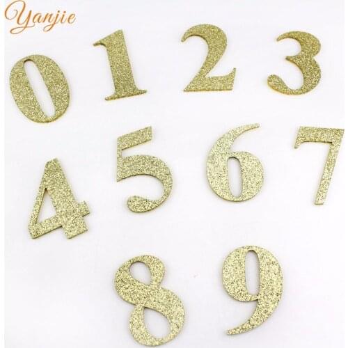 20pcs/lot 2021 Glitter Leather Numbers Felt Pads Shimmery DIY Applique Ornament Hair Accessories Headband Birthday Party Name