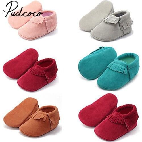 Autumn Baby Girls Boy Solid Tassel Shoes Infant Soft Sole Crib Shoes Solid Cotton Infant Toddler First Walking 0-18M