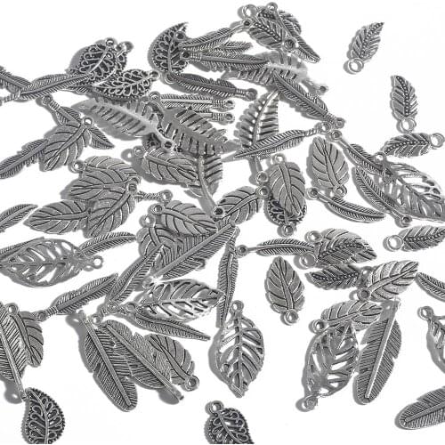 10-50pcs 5-15mm Tibetan Antique Silver Color Retro Leaves Charms Pendant For Bracelet Necklace Jewelry Making DIY Findings