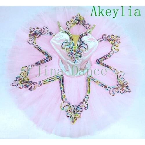 Pink fairy per- professional ballet tutu dress classical ballet tutu for girls pancake tutu performance ballerina costume adult