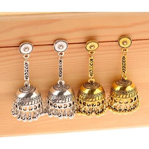 Retro Turkish Vintage Long Jhumka Jhumki Dangling Earrings Womens Gold Lantern Tassel Thailand Nepal Boho Indian Jewelry