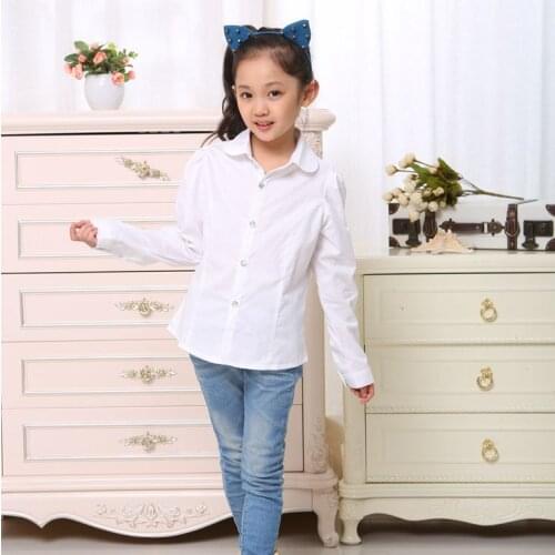 Shirts For Baby Girl Brand Girls White Blouse Cotton School Girl Formal Blouse For Girls Shirts Kids Clothes School Uniforms W7