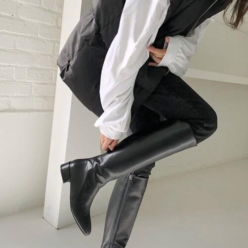 Women High Boots Shoes Square Head Thick Heel Heels Long Boots High Heel Ladies Boots Winter Black Size 33-42