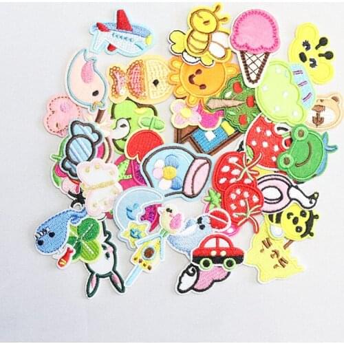 Cute Animals Embroidered Patches for Clothing Jacket Iron On Stripe Applique Patches Bee Frog Sewing Stickers Badges for Kids
