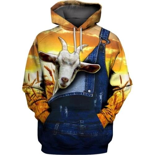 CLOOCL Graphic Overalls Hoodies Animals Goat 3D Design Men Clothing Unisex Pullover Tops Women Harajuku Hoodie