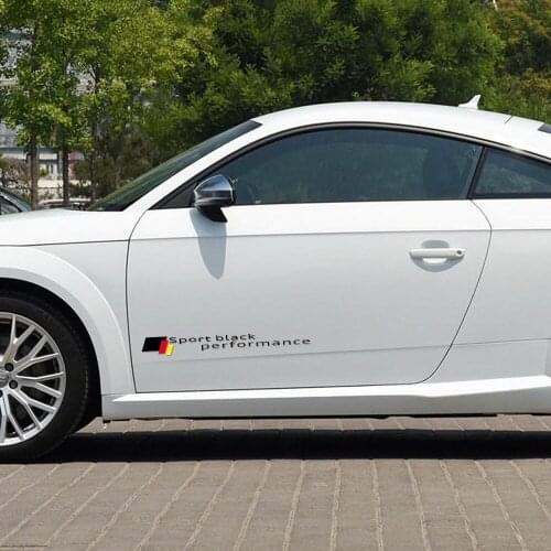 2 Pieces Sport black performance Side Door Racing Vinyl Decal Stickers for Audi a3 a4 a5 a6 s5 s6 s7 s8 q7 q5 c6 c5 tt a7 b6 b7
