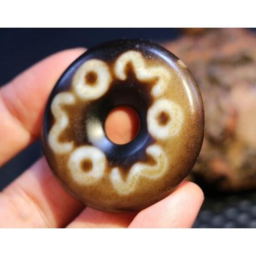 Magic Energy LKbrother Talisman Tibetan Old Agate 5 Eye Ruyi Lotus Flower Treasure Bottle dZi Bead Amulet Safety Knot Pendant