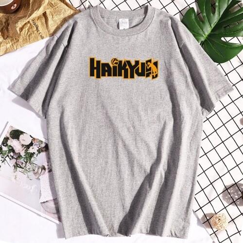 Cotton Haikyuu Funny Tshirt Men Aesthetic Print Short Sleeves Traveling Tees Shirts Vintage Big Size T Shirts Male