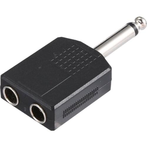 1 piece 6.35 mm 1/4 inch mono to 2 double 6.35 mm female Y splitter connector audio adapter
