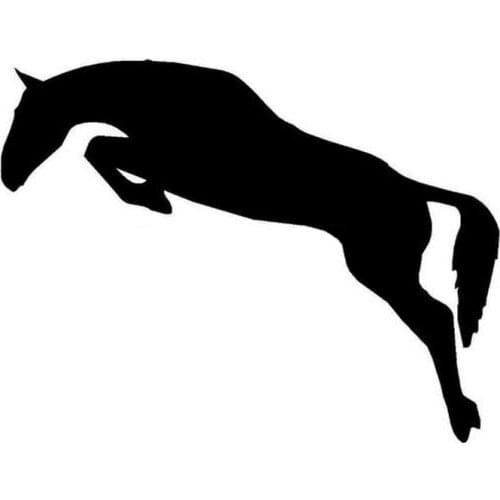 14*5.9CM HORSE Jumping Equestrian Cartoon Car Stickers Motorcycle Decals Car Styling Black/Silver C2-0187