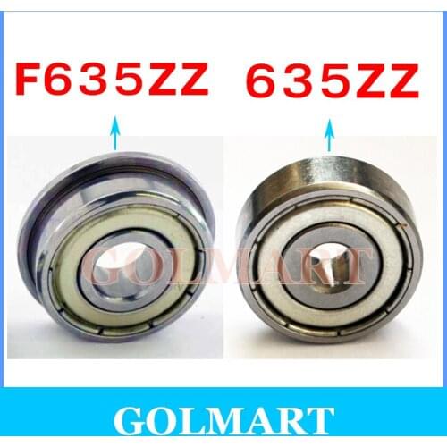 20pcs/lot 5*19*6mm 5x19x6mm F635ZZ flange 635ZZ 635Z 635-2Z metal shielded skate bearing steel radial shaft ball bearing