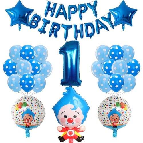 39pcs/set Plim Clown Foil Number Balloons Latex Air Globos Children Baby Shower Birthday Party Decorations Kids Inflatable Toys