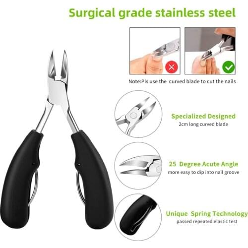 4 Pcs Toenail Clippers, Thick & Ingrown Toe Nail Clippers for Men & Seniors, Pedicure Clippers Toenail Cutters