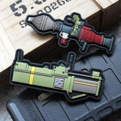 40 Fire M72 LAW RPG Rocket Launcher 3D PVC Patch Q Version Weapons Tactical Armband Velcro Military Badge Appliques For Backpack