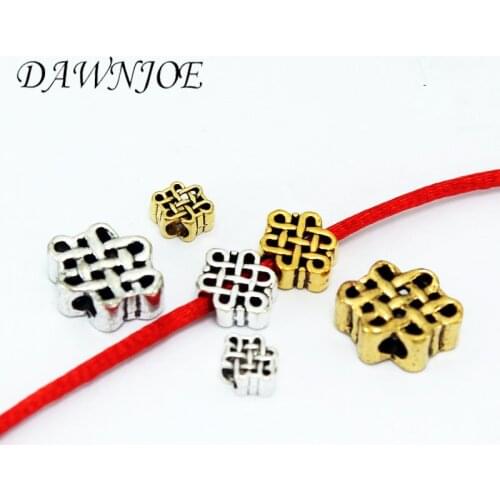 10pcs /lot Big Hole Vintage Hollow Chinese knot Spacer Beads DIY Making Red Rope Bracelets jewelry Supplies Accessories Finding