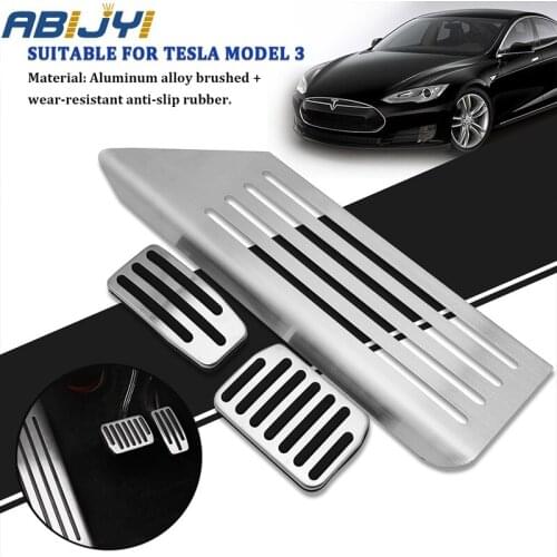 For Tesla Model 3 Model3 Accessories Aluminum Alloy Foot Pedal Accelerator Gas Fuel Brake Pedal Rest Pedal Cover Car Styling
