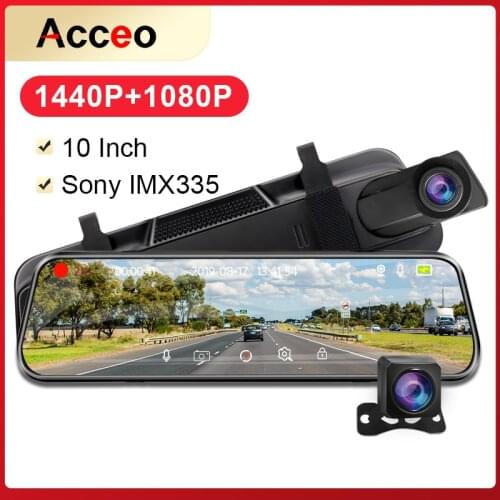 ACCEO 10'' RearView Mirror Camera Car Dvr Dual Lens Full HD 1080P Dash Camera WDR Stream Video Recorder Night Vision A20L