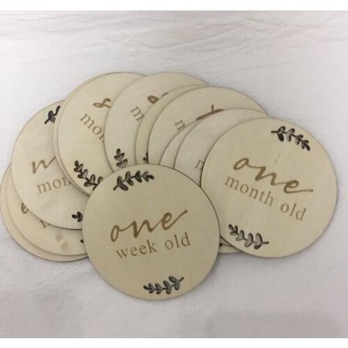 Wood milestone cards baby shower gift birth announcements newborn keepsakes babys first year milestones with free bag