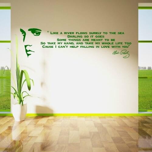 ELVIS PRESLEY SONG LYRICS LIKE A RIVER Vinyl Wall Art Sticker room decal Customize Color available Wall Sticker Wallpaper D412