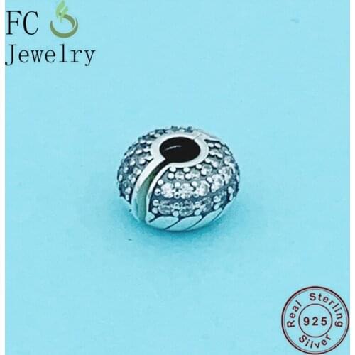 FC Jewelry Fit Original Brand Charm Bracelet 100% 925 Sterling Silver Round Shape Mix Zircon Bead Stopper Making Women Berloque