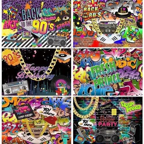 Hip Hop 80s 90s Street Graffiti Photography Backdrop Photo Background for Pictures Photoshoot Birthday 2000s Party Decorations