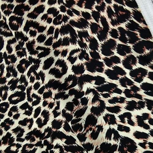 Cotton Spandex viaPhil Sexy Brown Leopard Printed Fabric Elastic Leopard Fabric Stretchable Patchwork Cloth Dress Home Decor