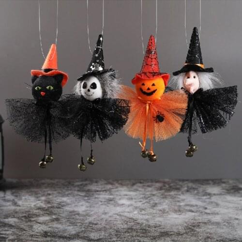 Halloween Pendant Black Cat Pumpkin Witch Ghost Doll Halloween Drop Ornament Halloween Decoration for Home Decor Dropshipping