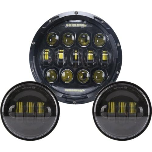 Headlight Set for Motorcycle, 7inch 75W Round LED Headlight DRL+4.5" LED Passing Lights for Touring Softail