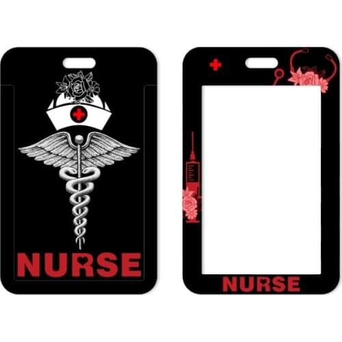 Fashion Slide Card Cover Women Work Name Card Holders Business Work Card ID Badge Lanyard Holder Bags Case