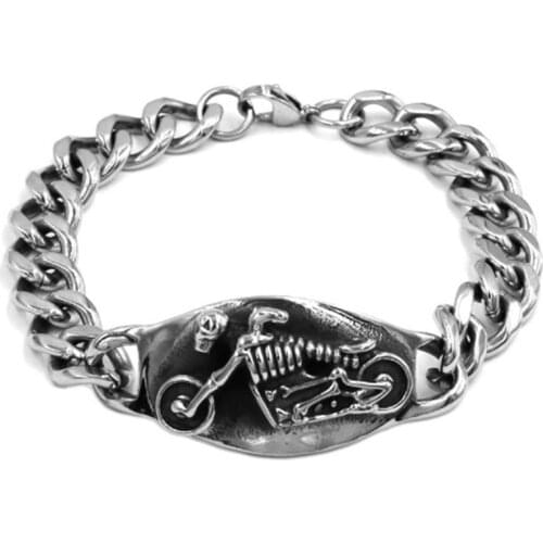Grim Reaper Skull Motorcycle Biker Bracelet Stainless Steel Skull Motorcycle Biker Boy Bracelet