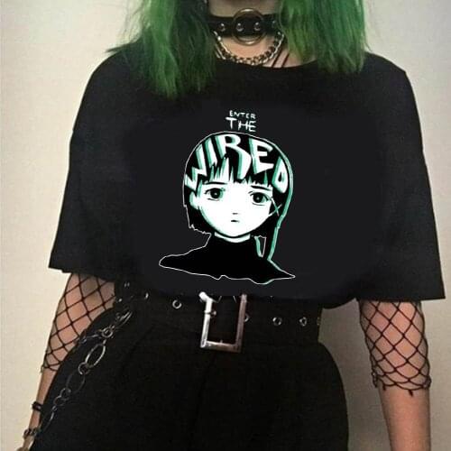 Serial Experiments LainT-shirt Men Funny Anime Hip Hop Top Tees Male