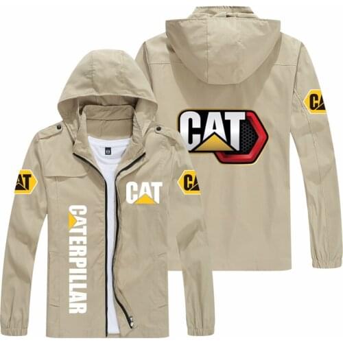Mens For CAT Caterpillar Logo Spring Hooded Sweatshirt Casual Hoodie Harajuku Thin Long Sleeve Zip Cardigan Jacket Jacket
