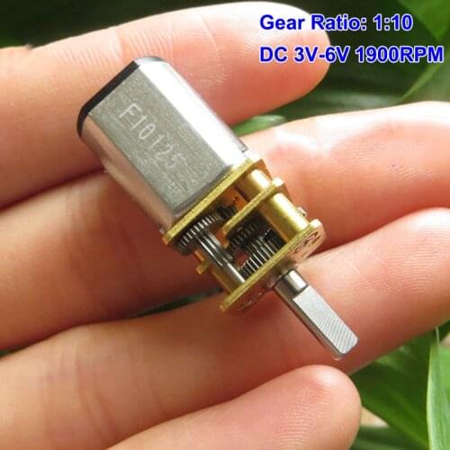 N20 Mini Full Metal Gearbox Gear Motor DC 3V-6V 5V 288RPM Micro Electric Motor 3mm D-shape Shaft DIY Robot Car Gear Ratio 1:10