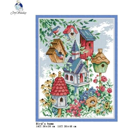 Birds House Cross Stitch Kit DIY Cartoon Painting 14ct 11ct Embroidery Kit Craft Needlework Sewing Set Home decoration painting