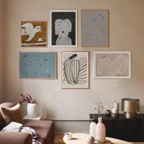 Poster Art Nordic Minimalist Line Character Animal Nordic Style Fashion Retro Magazine Print Art Hd Painting Home Decoration